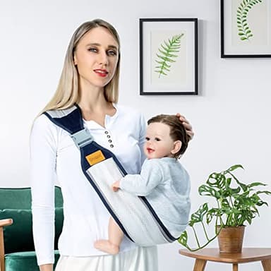 Shiaon Baby Sling Carrier, Baby Carrier Newborn to Toddler(7-45lbs), Toddler Carrier with Safety Buckle, One Shoulder Adjustable Shoulder Strap, One Size Fits All, Mesh Grey - Image 7