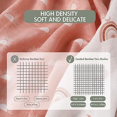 GLLQUEN BABY Receiving Blanket Boy Cotton Muslin Swaddle Blankets Girl Newborn Squares Breathable & Soft Thin Baby Blankets Cloths Double Absorbent Infant Swaddling Wrap - 6 Pack (Sun) - Image 3