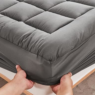 Mattress Pad Cover with Stretches to 18” Deep Pocket Fits Up to 8”-21” Cooling Bed Topper,Soft and Breathable Mattress Protector Cover (Gray, Queen) - Image 5