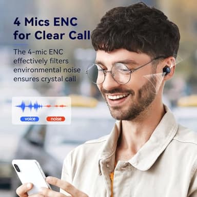EarFun Free 2S Wireless Earbuds, [Upgraded Version] Bluetooth Earbuds with Deep Bass, 4 Mics for Clear Call, Customizable EQ App, IPX7 Waterproof in-Ear Headphones, 30H Playtime, Wireless Charging - Image 3