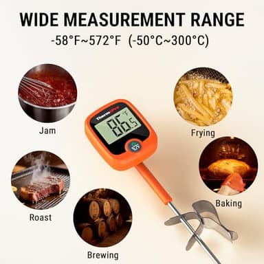 ThermoPro TP509 Candy Thermometer with Pot Clip, 10" Long Probe Instant Read Meat Food Thermometer with LCD, Cooking Oil Thermometer Deep Frying Thermometer for Candy Maple Syrup Sugar Brewing Making - Image 6