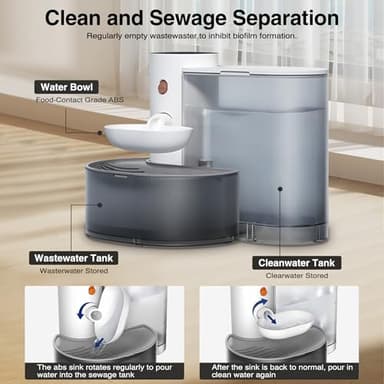 ZNQP Smart Pet Water Fountain Filterless, Wireless Cat Water Fountain3.5L/118OZ Large Capacity, Automatic Water Dispenser for Cats, Rechargeable Pet Water Dispenser with Anti-Accidental Touch Mode - Image 4