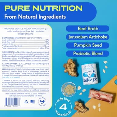 Native Pet Probiotics for Dogs - Dog Probiotics Powder for Digestive Health, Gut Support, & Immune Boost – Vet-Formulated Powder for Maximum Potency with Digestive Enzymes & Prebiotics - 60 Scoops - Image 3