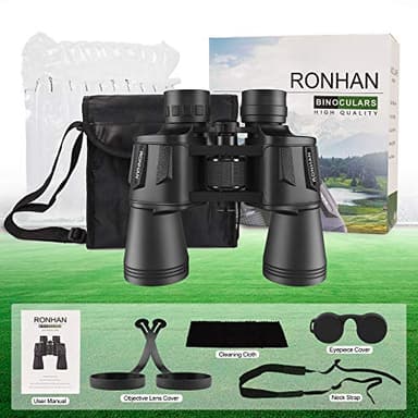 RONHAN Binoculars for Adults High Powered, Military HD Professional/Daily Waterproof 20x50 Binoculars for Bird Watching Travel Hunting Football Games Stargazing with Carrying Case & Strap - Image 6