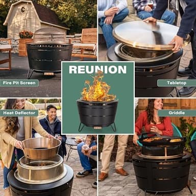 TIKI 27.5-Inch Smokeless Reunion Fire Pit, Large Outdoor Fire Pit for Gatherings, Wood Burning with Removable Ash Pan & Weather-Resistant Cover, Modern Black Design – Perfect for Patio & Backyard - Image 4
