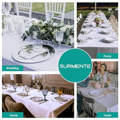 Surmente 5 Pack White Rectangle Tablecloth 90 x 156-inch Rectangular Polyester Table Cloth for Weddings, Banquets, or Restaurants - Image 8