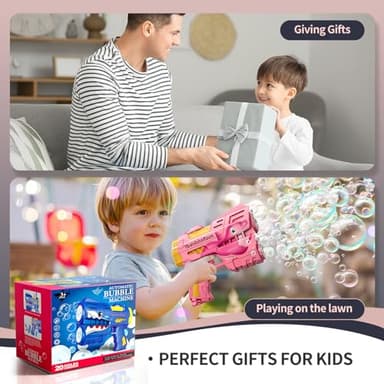Jasny 2 Pack Rechargeable Dino Bubble Guns for Kids, LED Light Up Bubbles Machine Blower with 2 Bottles Refill Solution for Toddlers, Summer Wedding Toys Gift - Image 7