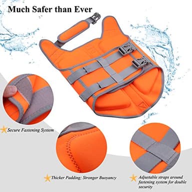 VIVAGLORY High Buoyancy Dog Life Vest, Swimming Vest with Handle, Dog Life Jacket for Swimming & Boating, Buoyancy for Puppy Doggy, XL, Orange - Image 4