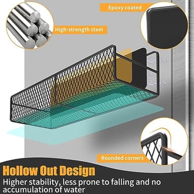 Magnetic Spice Rack for Refrigerator, 6 Pack 100% Metal Strong Magnet Shelf Black, Space Saving Spice Organizer, Home Kitchen Laundry Room Storage Organization W/ Paper Towel Holder, Utensils Racks - Image 5