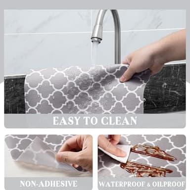 Glotoch 2 Rolls Non Adhesive Shelf Liners for Kitchen Cabinets, Waterproof Drawer Liners for Kitchen, Non Slip Cabinet Liners for Shelves/Dresser/Refrigerator/Bathroom, 17.5" x 30 FT, Gray - Image 8