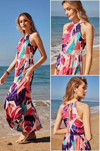 KILIG Women's Summer Maxi Dress 2025 Casual Sleeveless Split Floral Sundress Beach Vacation Flowy Long Dresses(Floral15,S) - Image 5
