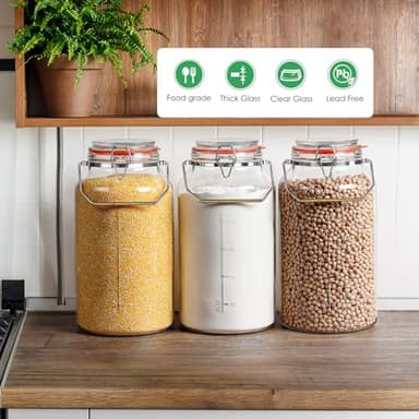 Qianfenie 1.5 Gallon Glass Jar with Lid, Large Glass Jar with Lid and Silicone Seal, Gass Storage Jar with Lids, Wide Mouth Jars Glass Container for Kitchen Food Storage(1 Pack) - Image 5