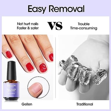 Gellen Gel Nail Polish Remover - 2Pcs Gel Polish Remover for Nails with Cuticle Pusher and Cuticle Oil, Quick & Easy Gel Nail Polish Removal in 2-5 Minutes, No Need Soaking or Wrapping 15ml 0.5fl.oz - Image 6