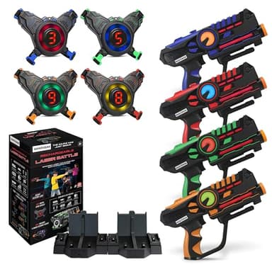 ArmoGear Laser Tag Guns with Vests Set of 4 - Adult Laser Tag Guns, Multiplayer Lazer Tag Set for Kids, Teens, and Adults - Indoor and Outdoor Game for Family Fun - Gift for Boys and Girls, Ages 8+ - Image 1