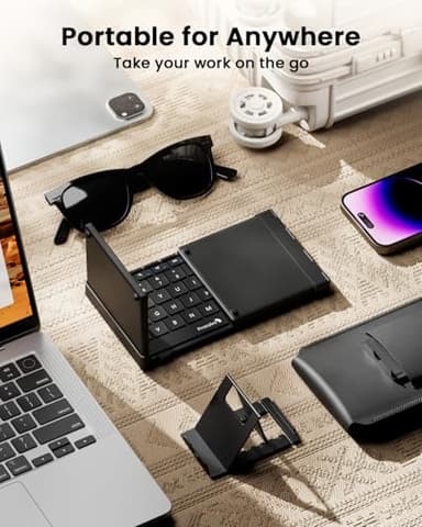 ProtoArc Foldable Keyboard with Touchpad, XK01 TP Folding Portable Keyboard, Full Size Keys, Large Trackpad Bluetooth Travel Keyboards for Laptop PC Tablet - Black - Image 4