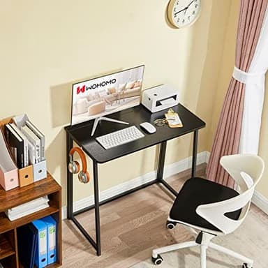 WOHOMO Folding Computer Desk, Small Writing Foldable Desk 31.5", Space-Saving Laptop Table, Easy Assemble Workstation for Home Office,Black - Image 6
