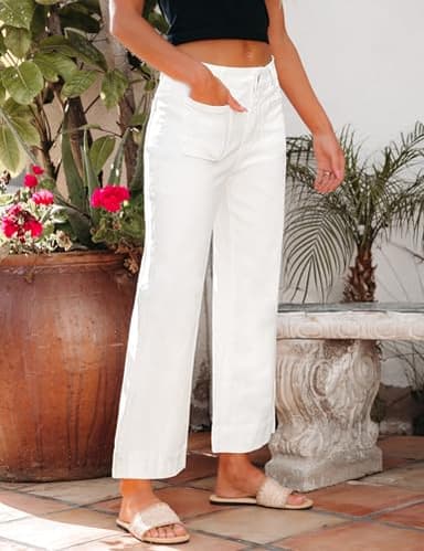 luvamia Wide Leg Jeans for Women Trendy High Waisted Flare Jeans Cropped Denim Pants Stretchy Baggy with Patch Pockets Womens Jeans Stretchy Womens Jeans Size 8 White Slacks for Women Size 10 - Image 2