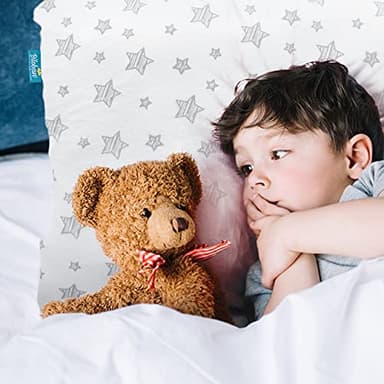 Toddler Pillow for Sleeping, Kid Pillows 14" x 19" for Small Travel Bed, Nap Pillow, Soft & Skin-Friendly Small Pillows for Sleeping, Toddler Use Only, Age 2 to 5 (Grey Star) - Image 4