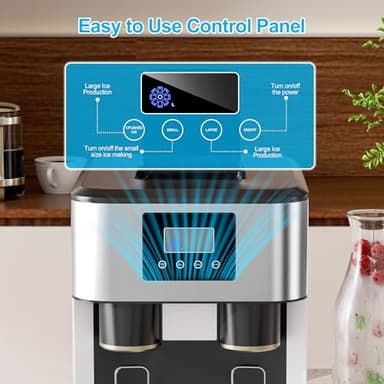 TABU 3-in-1 Nugget Ice Machine & Crushed Ice, Countertop Water Dispenser with 40lbs/Day Ice Maker & Crusher, Self-Cleaning Ice Machine, 3 Size Bullet Cube, Chewable Ice for Home, Kitchen, Office, RV - Image 5
