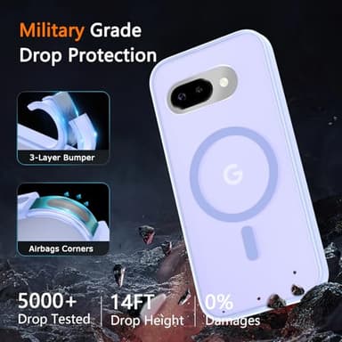 LATVIN Phone Cover for Google Pixel 9a Case | with 1 Screen Protector, Compatible with MagSafe, Magnetic, Military Grade Protection, Translucent Matte Frosted Back, Lavender Purple - Image 2