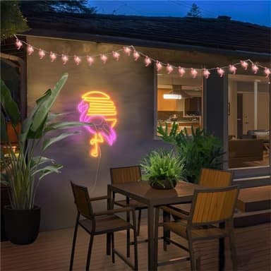 Egcol Pink Flamingo String Lights 8.5Ft 10 Tropical Flamingo Fairy Lights Plug in UL Listed for Indoor Outdoor Party Camping Bedroom Patio Christmas Wedding Decorations - Image 5