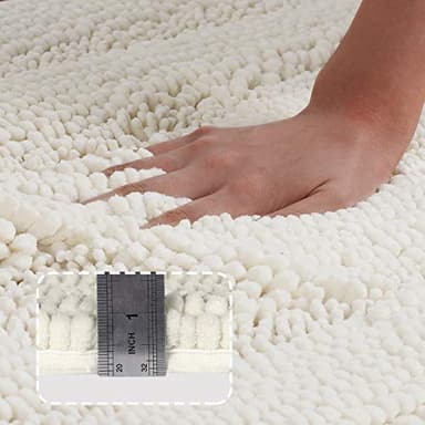 Turquoize Non-Slip Kitchen/Bath Rug Runner Luxury Chenille Shaggy Bathroom Rug Mat Cream Bath Mat, Ultra Soft and Cozy, Super Absorbent Large Shaggy Rugs, Washable Carpet Kitchen Mats, 59"x20", Cream - Image 3