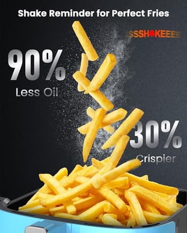 Nuwave Brio Plus Air Fryer 8 Qt, New & Improved, PFAS-FREE, 7 Digital One-Touch Cook Functions that AIR FRY, BAKE, ROAST, DEHYDRATE, TOAST, REHEAT, PREHEAT, 150 Presets, 50°F~400°F (Cozy Blue) - Image 4