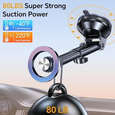 Coolpow for MagSafe Car Mount【Windshield+Vent+Dash】Magnetic Phone Holder for Car Phone Holder Mount Cell Phone Holders for Your Car Accessories Suction Cup Stand for Garmin GPS for iPhone 17 16 15 14 - Image 5