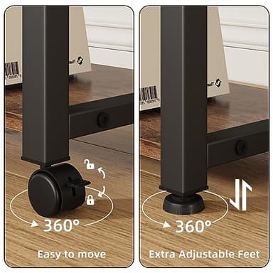 YAOHUOO Large Printer Stand with Storage Drawer, 2-Tier Under Desk Table for Home Office, Fits Fax Machine/3D Printer/Scanner (Brown) - Image 7