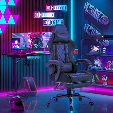 Homall Gaming Chair, Computer Chair with Footrest and Massage Lumbar Support, Ergonomic High Back Video Game Chair with Swivel Seat and Headrest (Dark Black) - Image 7