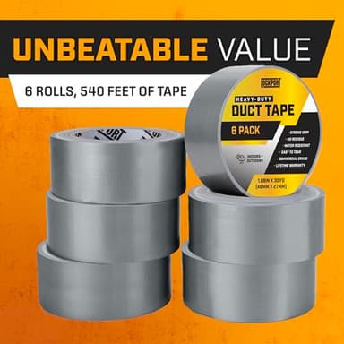 Lockport Silver Duct Tape - 6 Roll Multi Pack - 90 feet x 2 Inch - Strong Duct Tape Heavy Duty - Waterproof - No Residue - Bulk Value - Easy Tear - Industrial Use - DIY Home Repair - Image 6