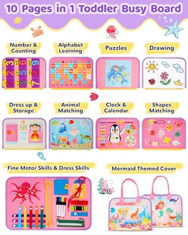 SaFeli Toddler Busy Board, Montessori Toys for 1 2 3 Year Old Girl Birthday Gifts - Educational Busy Book, Kids Sensory Toy, Preschool Learning Activities and Travel Toys for Toddlers 1-3 2-4 - Image 2
