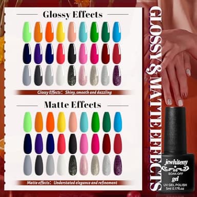 JEWHITENY 30pcs Gel Nail Polish Kit With 27 Colors + Matte Top Coat, Base Coat And Top Coat Polish Set For Manicure Nail Art Salon/Home Starter (Packaging May Vary) - Image 3