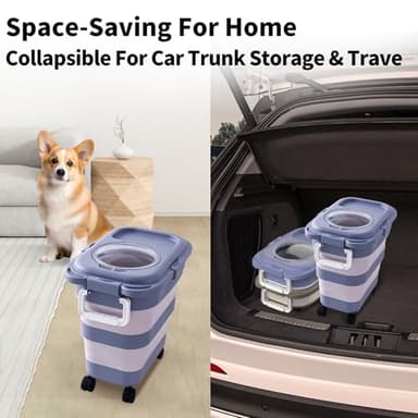 nxizoli 25 Lbs Dog Food Storage Container 2PCS, Collapsible Dog Food Container with Scoop for Pet/Dog/Cat/Bird Food,Keep Dry Food Fresh,Easy to Move(Blue & Khaki) - Image 6