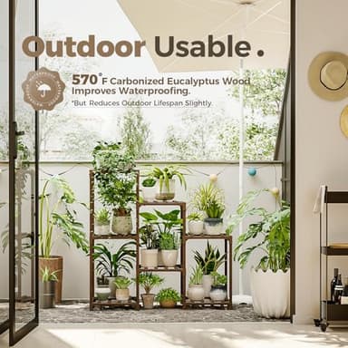 Bamworld Plant Stand Indoor Plant Shelf Outdoor Wood Plant Rack for Multiple Plants 3 Tiers Ladder Plant Holder for Living Room Patio Boho Home Decor for Gardening - Image 3