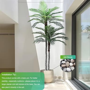 Nafresh 10ft Tall UV Resistant Faux Palm Tree, 120in Artificial Palm Tree Indoor Outdoor with Real Bark and Realistic Leaves and for Home House Office Living Room Yard Patio. - Image 5