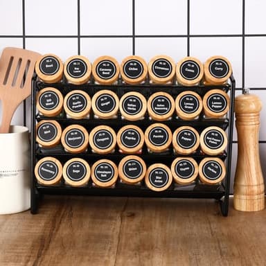 DIMBRAH Spice Jars with Label-4oz 36Pcs, Glass Spice Jars with Bamboo Lids, Container Set with White Printed Labels,Kitchen Empty Jars with Shaker Lids - Image 5