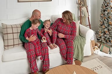 Gerber Holiday Family Matching Pajamas, Infant 1-Piece, Red Stewart Plaid, 18 Months - Image 5