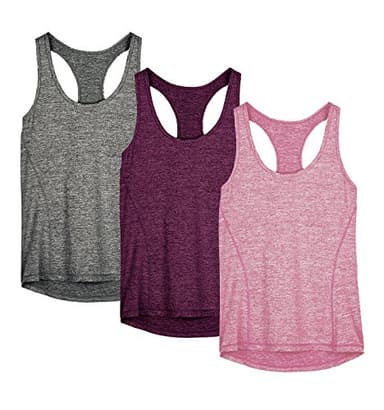 icyzone Workout Tank Tops for Women - Racerback Athletic Yoga Tops, Running Exercise Gym Shirts(Pack of 3)(L, Charcoal/Red Bud/Pink) - Image 1