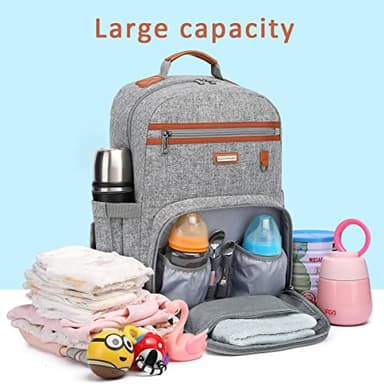 BILLITON MASHI Diaper Bag Backpack, Large Baby Nappy Bags with Portable Changing Pad for Boys and GirlsMultifunction Travel Baby Bag for Moms Dads, Shower Gifts Waterproof and Stylish，Grey - Image 6