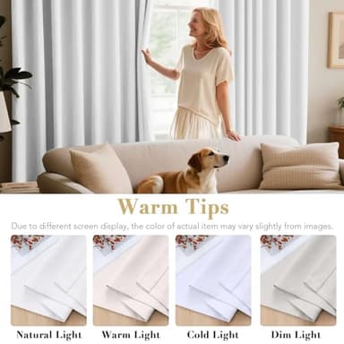 H.VERSAILTEX White Curtains 84 inches Long for Living Room Thermal Insulated Room Darkening Window Treatment Panels Drapes Light Reducing Curtains for Bedroom, 2 Panels, 52" W x 84" L, White - Image 5
