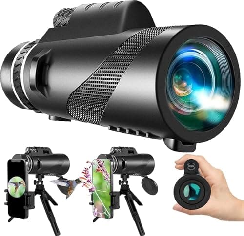80x100 Monocular-Telescope High Powered for Smartphone Monoculars for Adults High Definition Monocular Telescope for Stargazing Hunting Wildlife Bird Watching Travel Camping Hiking