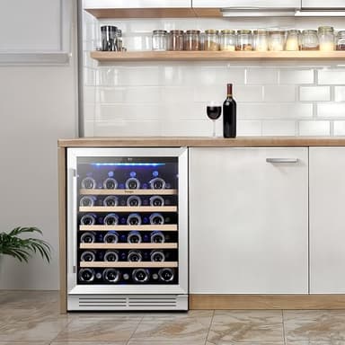Yeego Wine Fridge Cooler - 24 Inch Wine Fridge Hold 47 Bottles, 40-65°F Wine Refrigerator Glass Door, Built in, Freestanding Under Counter Fridge for Beer Soda Drink Home Bar Office(5.12 Cu.ft) - Image 2