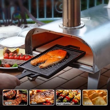 BIG HORN OUTDOORS Pizza Ovens Wood Pellet 12” Pizza Oven Cooking Pizza Maker Portable Stainless Steel Pizza Grill, Silver Portable Party use - Image 6