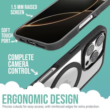 Smartish® iPhone 16 Pro Magnetic Case - Gripmunk Compatible with MagSafe [Lightweight + Protective] Slim & Thin Grip Cover with Microfiber Lining for Apple iPhone 16 Pro - Clearly Black - Image 3