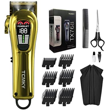 TCMKY Hair Clippers for Men Professional Hair Trimmer for Men Cordless&Corded Barber Clippers for Hair Cutting & Grooming.Rechargeable Hair Trimmer Kit for Household (Golden) - Image 1