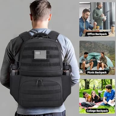 MOZETO Laptop Lunch Backpack for Men, Tactical Inspired Utility Anti-Theft Work Bag with Cooler Compartment Lunchbox (Black, 17 Inch) - Image 7