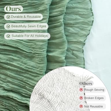 Pusunas 2 Pack Cheesecloth Table Runner 10Ft Gauze Table Runners Sage Green Cheese Cloths Table Runner for Wedding Baby Bridal Shower Decorations Birthday Party Disposable Table Skirts - Image 3