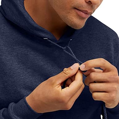 Hanes Comfortblend EcoSmart Hoodie, Midweight Fleece, Pullover Hooded Sweatshirt for Men, Heather Navy, Large - Image 5