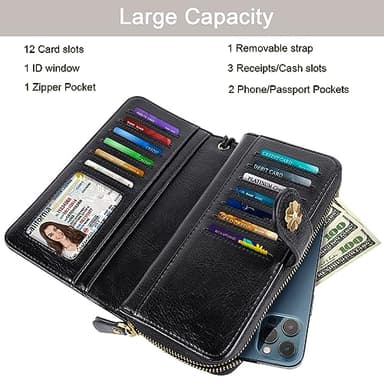 Coco Rossi Women Wallets Multi Card Case Wallet Clutch Wallet Card Holder Organizer Ladies Purse Wrist strap Purse, White Leopard - Image 3